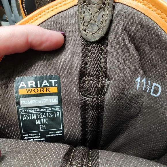 ARIAT Intrepid VentTek Comp Toe MEN'S Size 11.5 D Cocoa Brown/Orange 10020072 - Picture 13 of 15